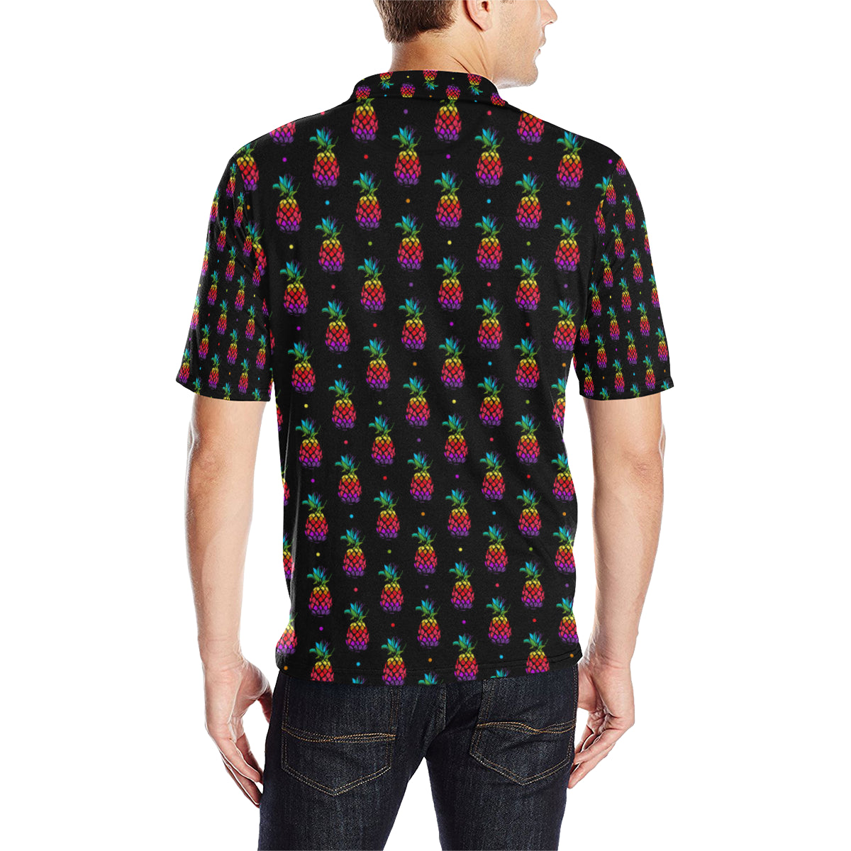 Pineapple Rainbow Dot Print Men Polo Shirt