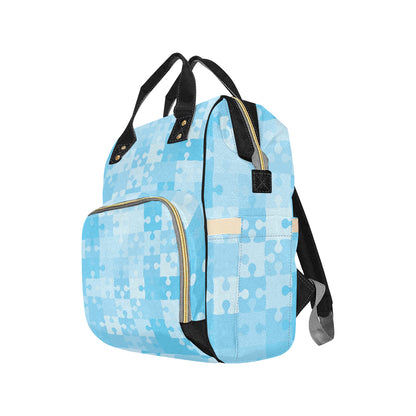 Puzzle Blue Pattern Print Design A04 Diaper Bag Backpack