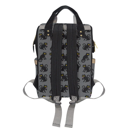 Black Cat Cute Print Pattern Diaper Bag Backpack