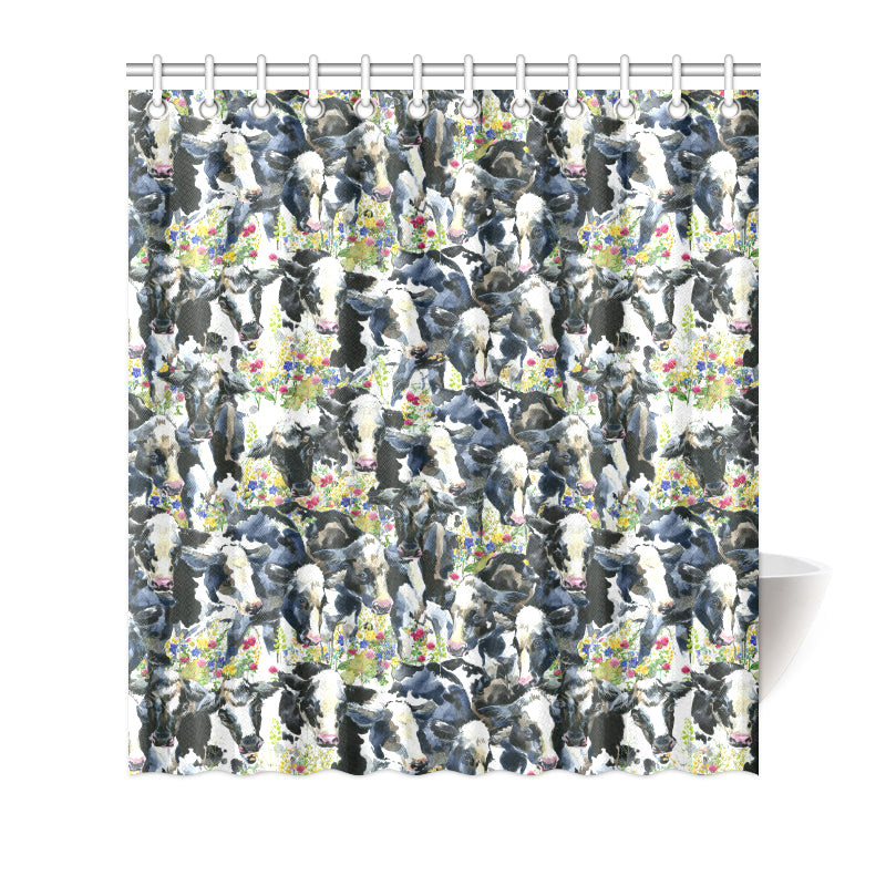 Cow Watercolor Print Pattern Shower Curtain