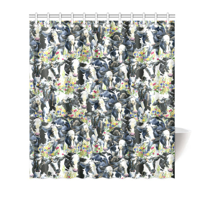 Cow Watercolor Print Pattern Shower Curtain