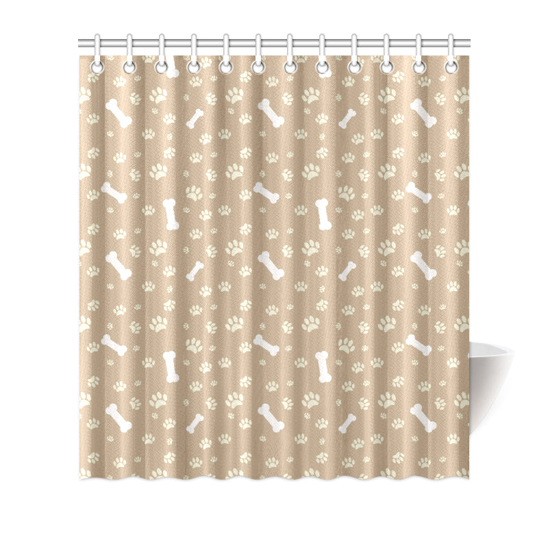 Dog Bone Paw Pattern Print Design 01 Shower Curtain
