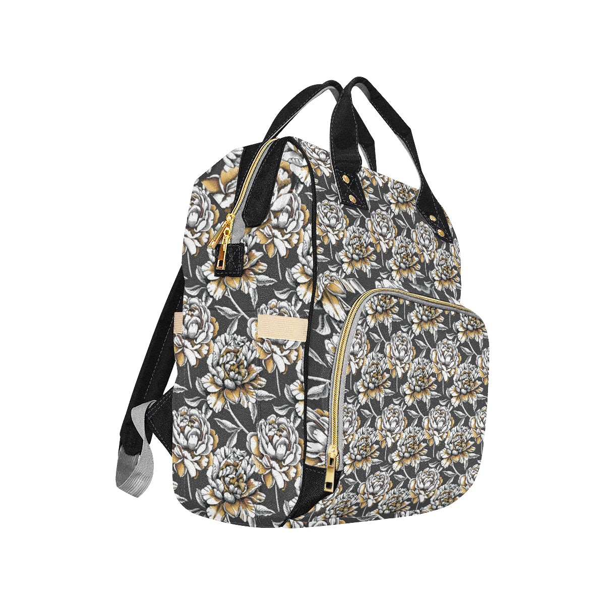 Peony Pattern Print Design PE06 Diaper Bag Backpack