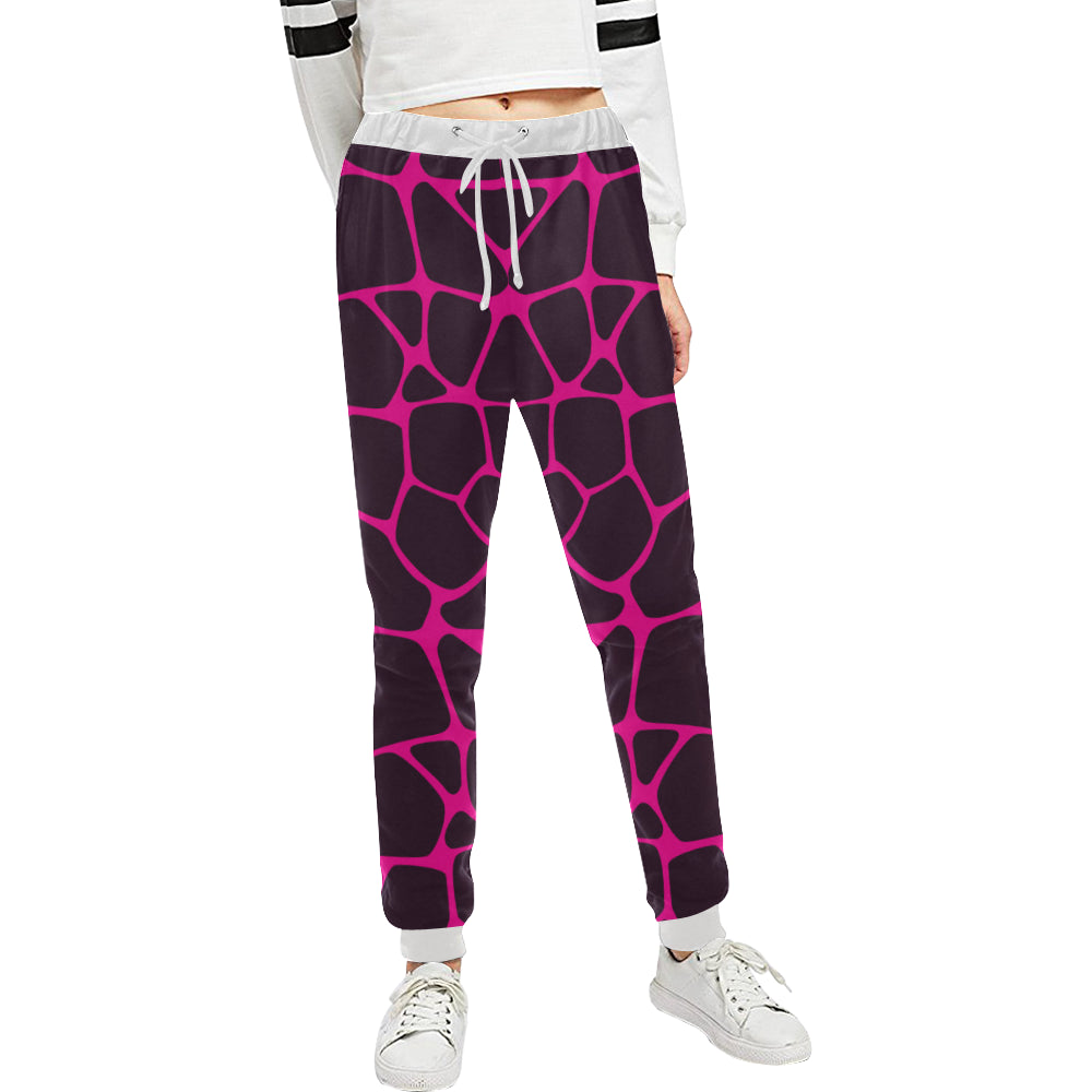 Giraffe Pink Background Texture Print Unisex Sweatpants