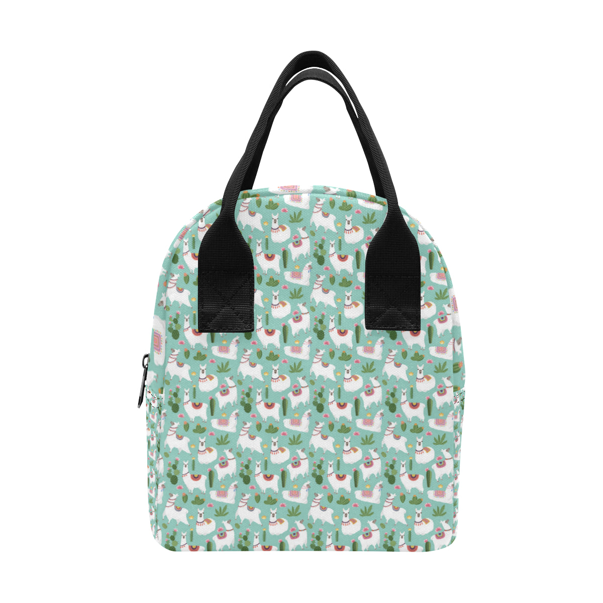 Llama with Cactus Themed Print Insulated Lunch Bag