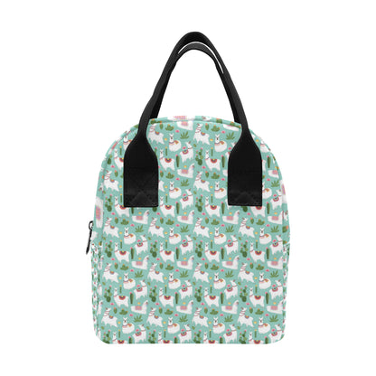 Llama with Cactus Themed Print Insulated Lunch Bag