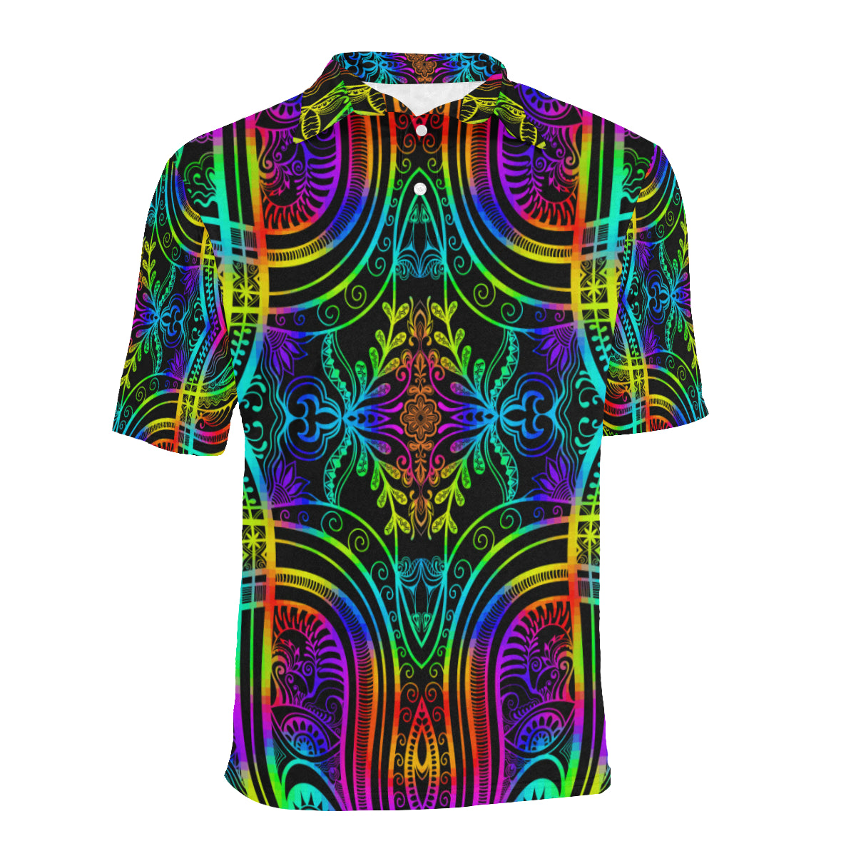 Neon Trible Rainbow Pattern Print Design A01 Men Polo Shirt