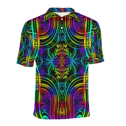 Neon Trible Rainbow Pattern Print Design A01 Men Polo Shirt