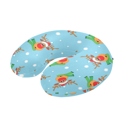Reindeer cute Pattern Print Design 02 U-Shaped Travel Neck Pillow