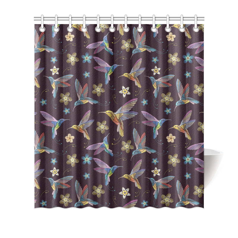 Hummingbird Pattern Print Design 04 Shower Curtain
