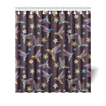 Hummingbird Pattern Print Design 04 Shower Curtain