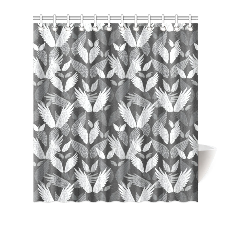 Angel Wings Pattern Design Themed Print Shower Curtain
