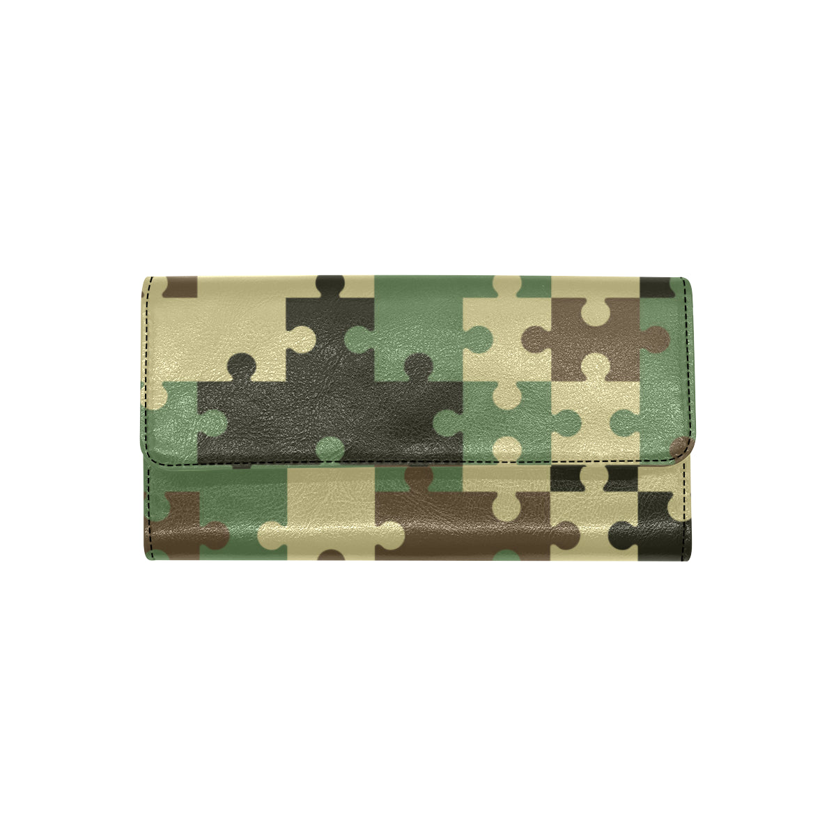 Puzzle Camo Pattern Print Design A03 Women's Trifold Wallet