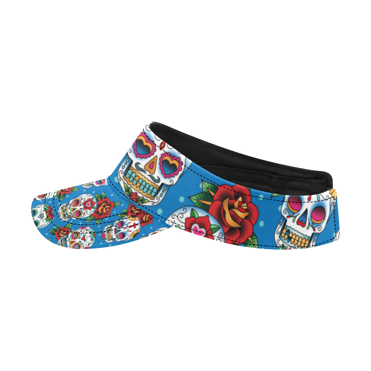 Sugar Skull Rose Pattern Unisex Sun Visor