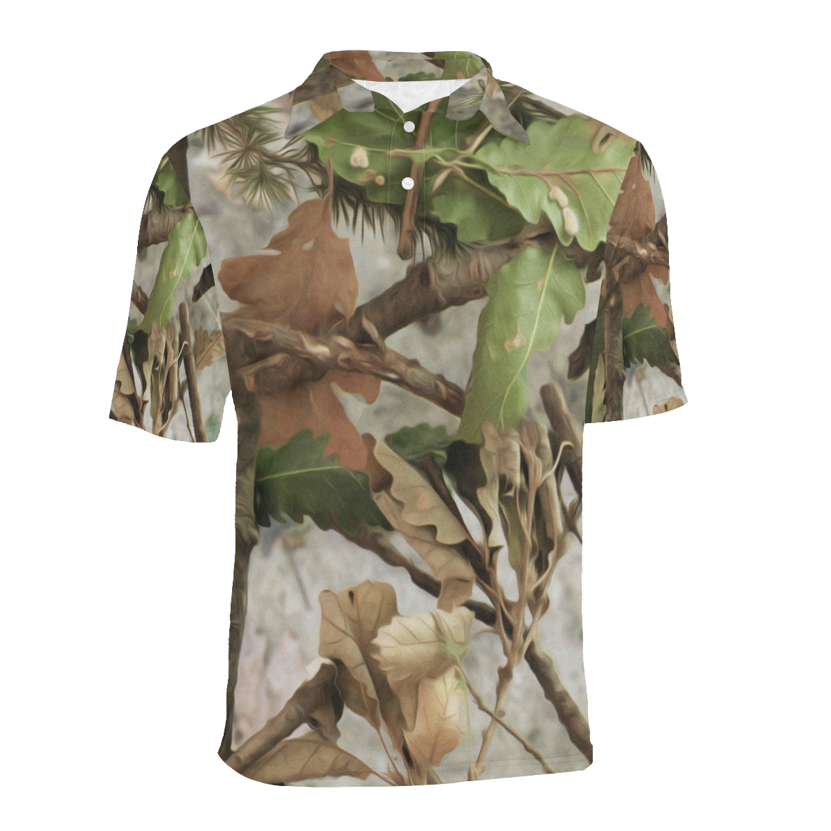 Camo Realistic Tree Forest Print Men Polo Shirt