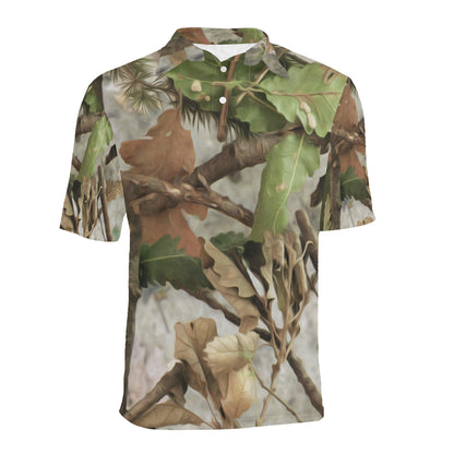 Camo Realistic Tree Forest Print Men Polo Shirt