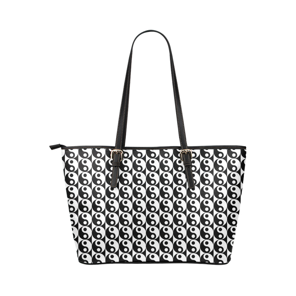 Yin Yang Classic Pattern Design Print Leather Tote Bag