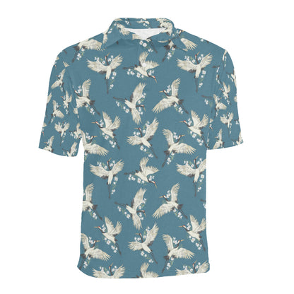 Crane Pattern Print Design 02 Men Polo Shirt