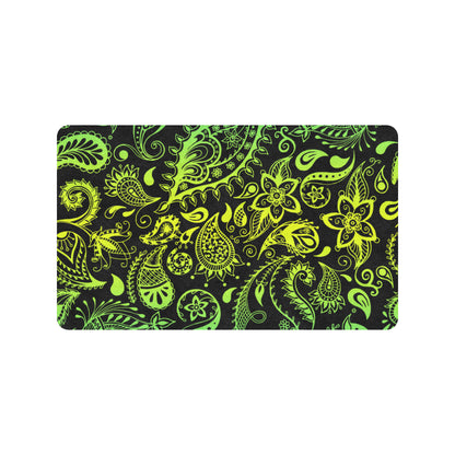 Paisley Green Design Print Rubber Doormat