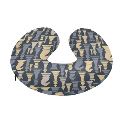 Chess Pattern Print Design 04 U-Shaped Travel Neck Pillow