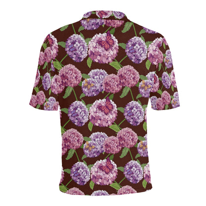 Hydrangea Pattern Print Design HD08 Men Polo Shirt