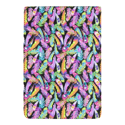 Neon Feather Pattern Print Design A02 Women's Trifold Wallet
