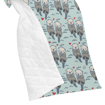 Sea Otter Pattern Print Design 03 Premium Quilt
