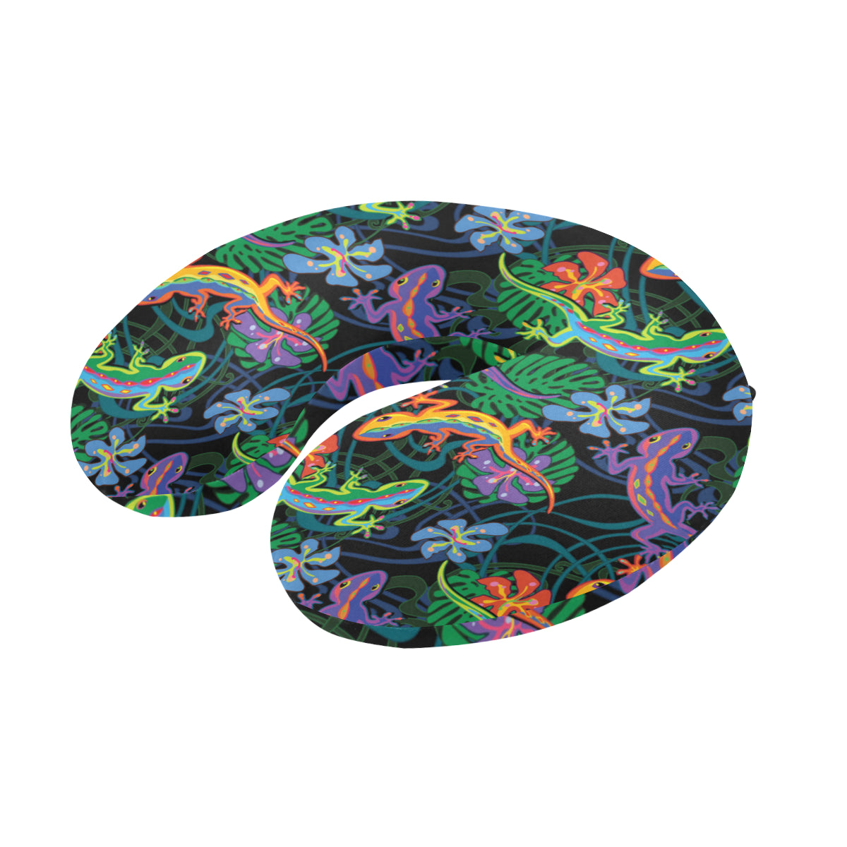Gecko Colorful Pattern Print Design 01 U-Shaped Travel Neck Pillow