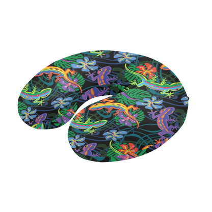 Gecko Colorful Pattern Print Design 01 U-Shaped Travel Neck Pillow