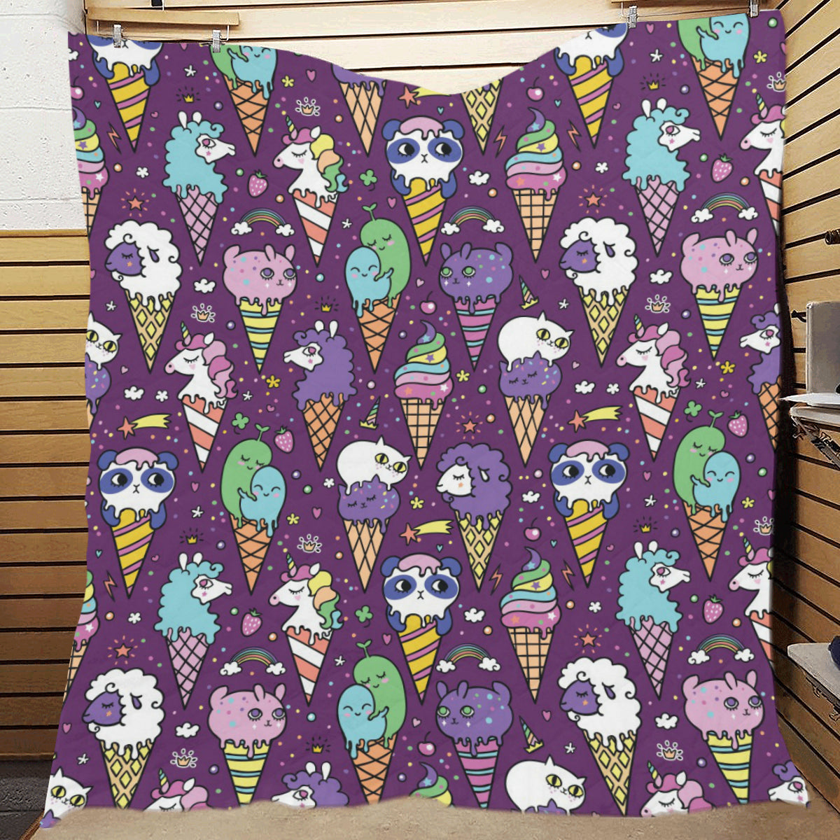 Ice Cream Pattern Print Design IC07 Premium Quilt