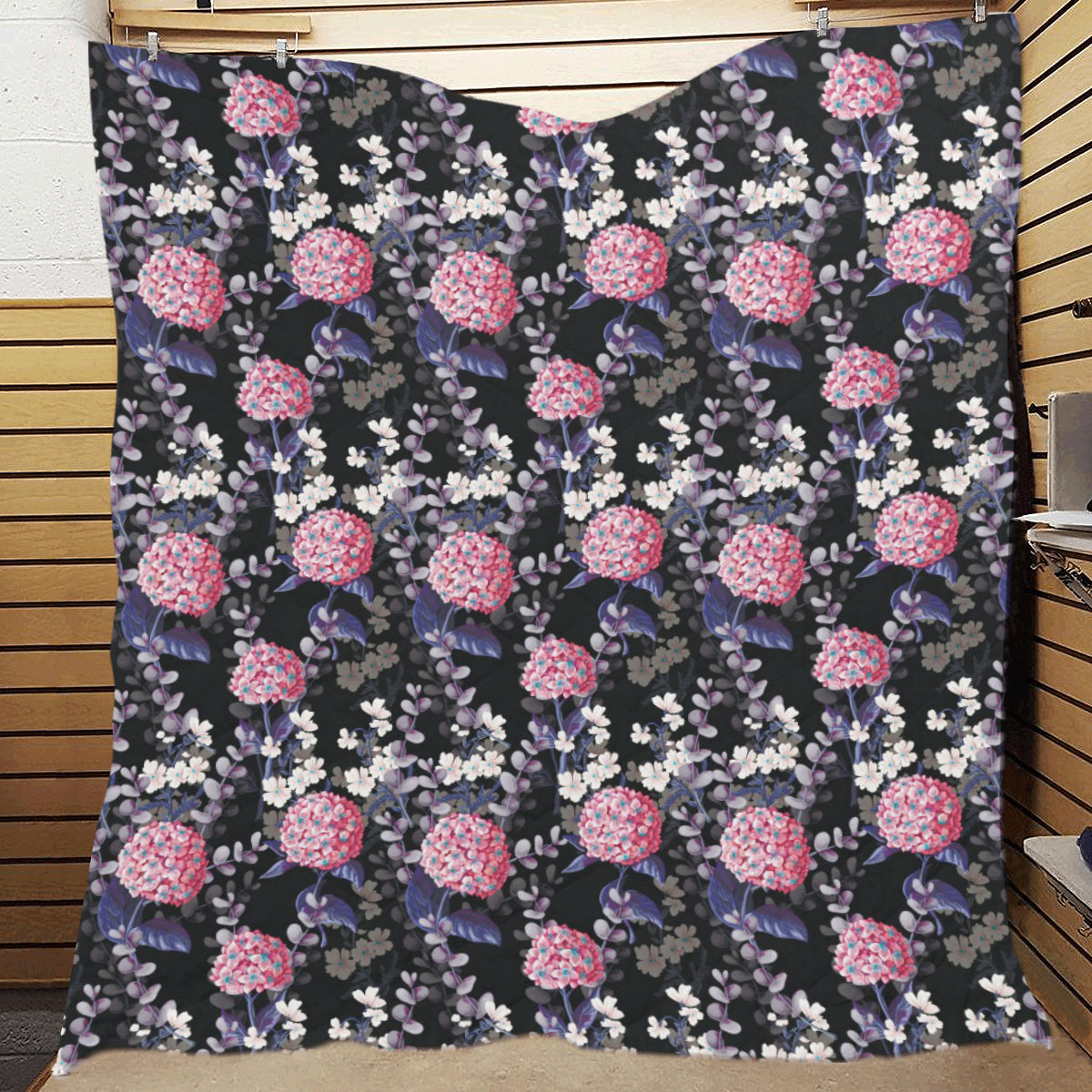 Hydrangea Pattern Print Design HD04 Premium Quilt