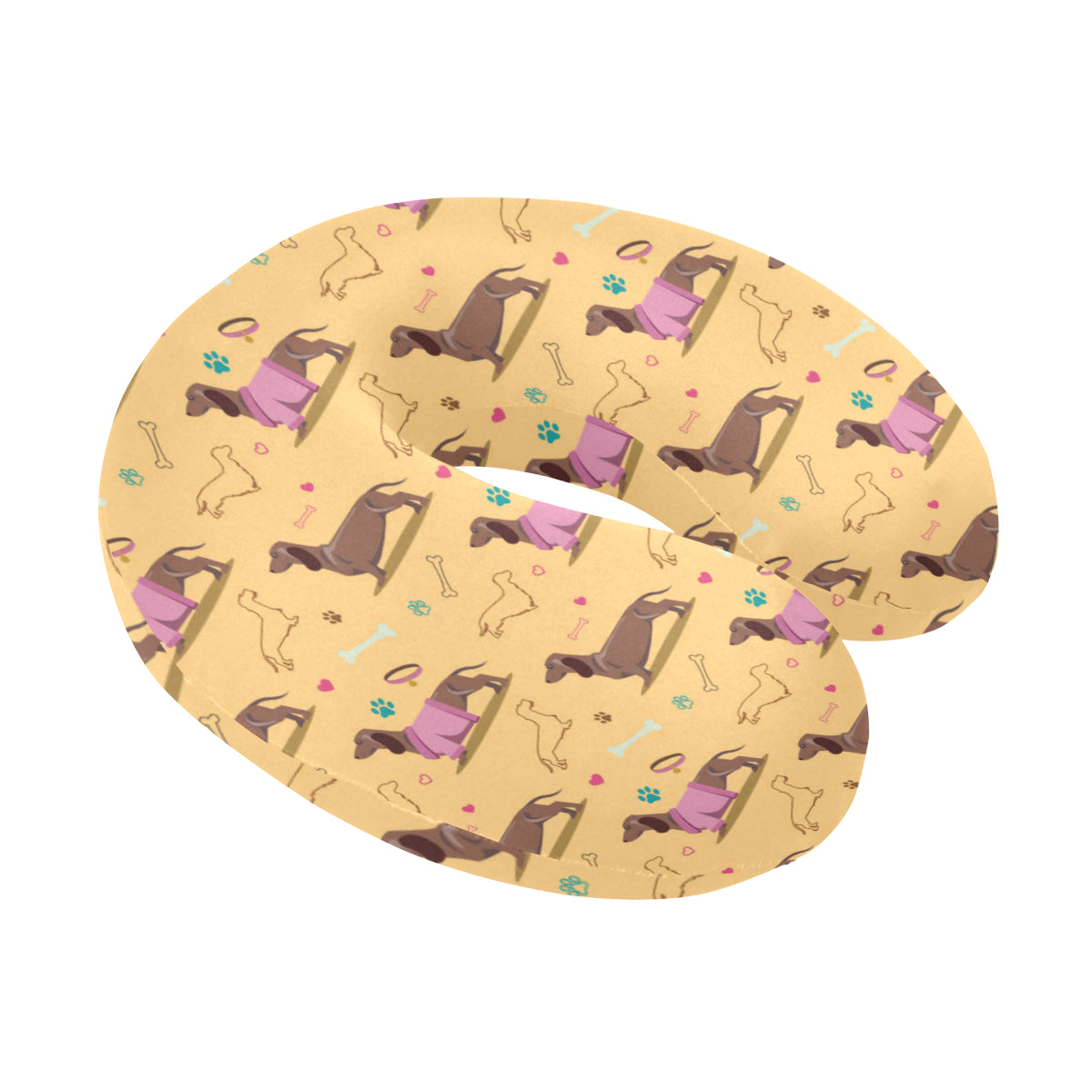Dachshund Pattern Print Design 07 U-Shaped Travel Neck Pillow