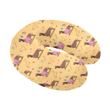 Dachshund Pattern Print Design 07 U-Shaped Travel Neck Pillow
