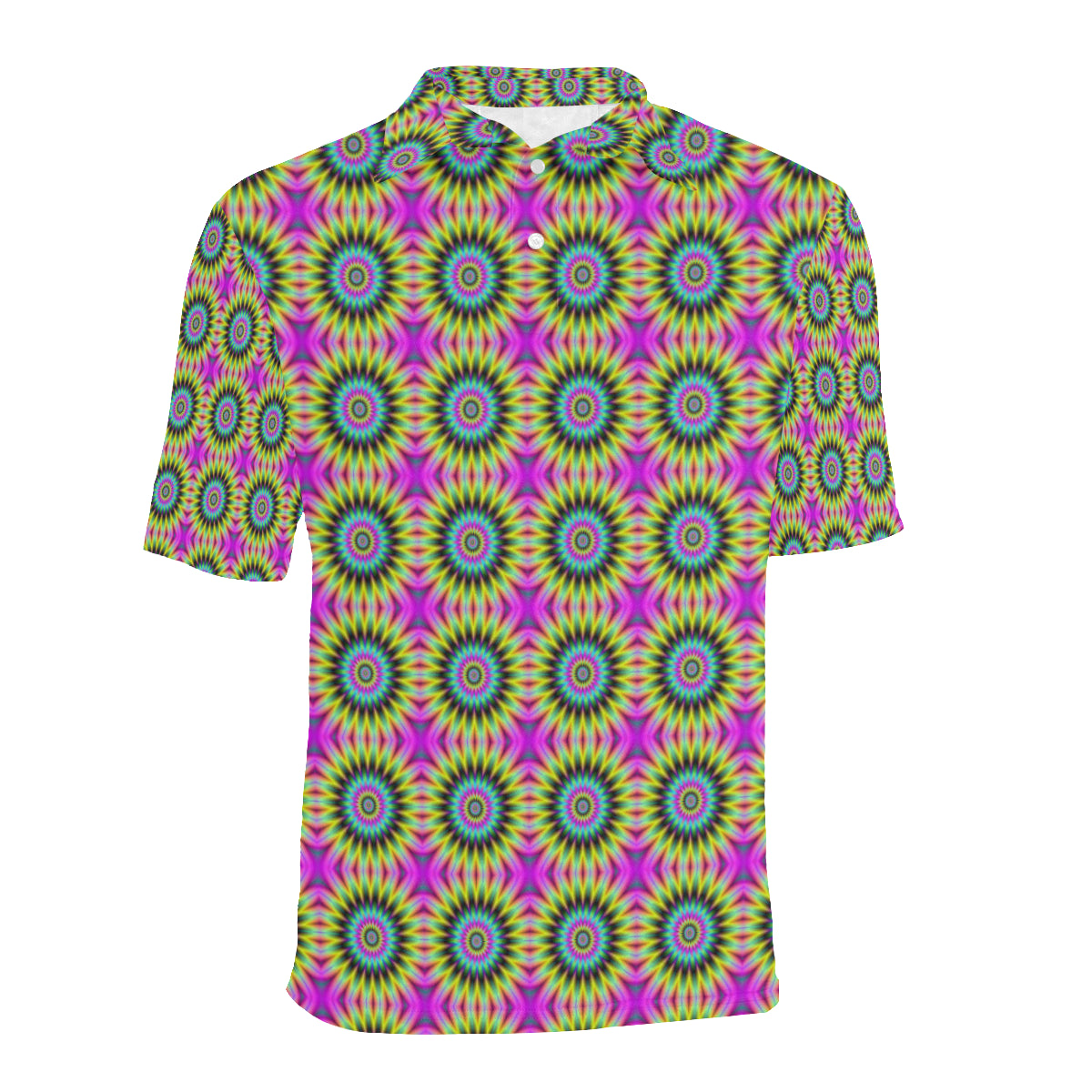 Optical illusion Flower Rainbow Style Men Polo Shirt