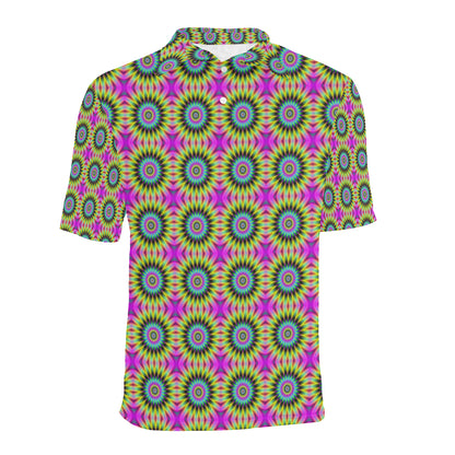 Optical illusion Flower Rainbow Style Men Polo Shirt