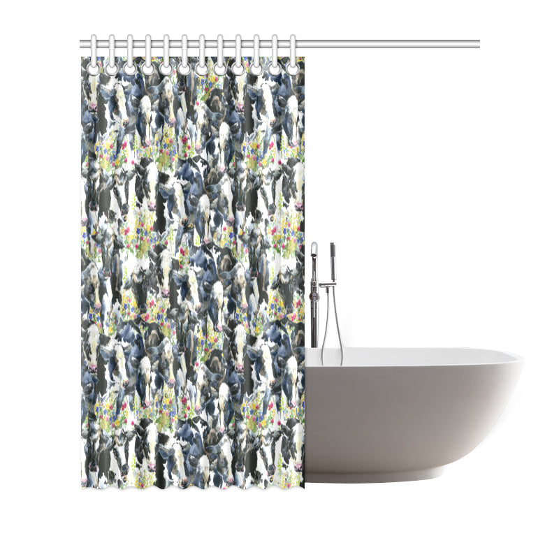 Cow Watercolor Print Pattern Shower Curtain