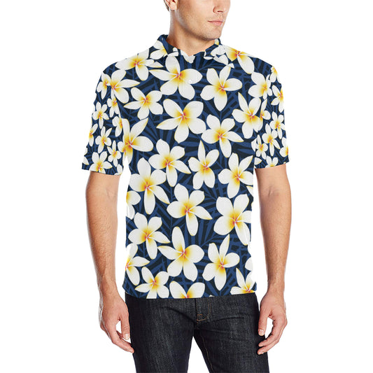 Plumeria Pattern Print Design PM026 Men Polo Shirt