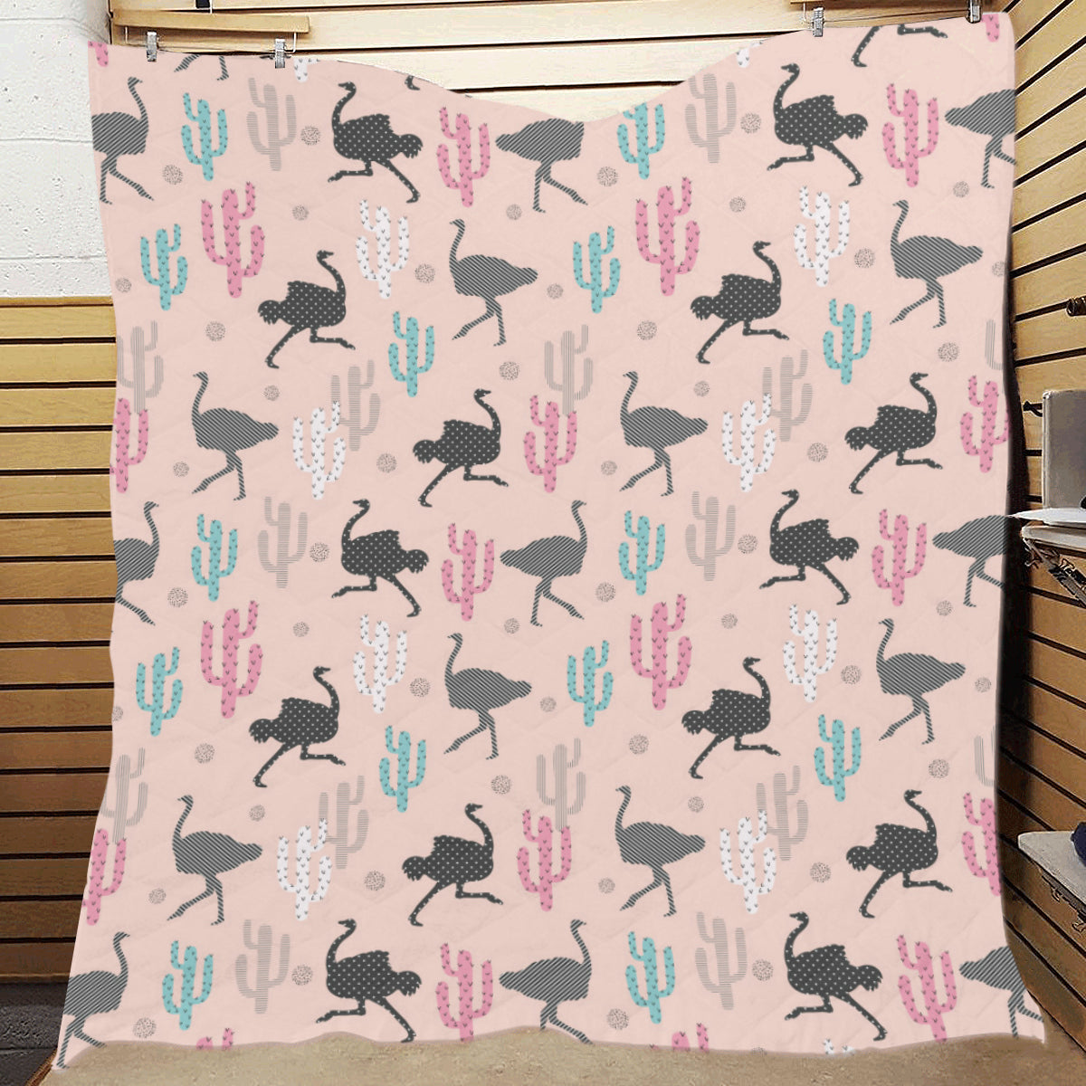 Ostrich Pattern Print Design 03 Premium Quilt