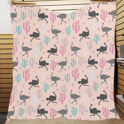 Ostrich Pattern Print Design 03 Premium Quilt