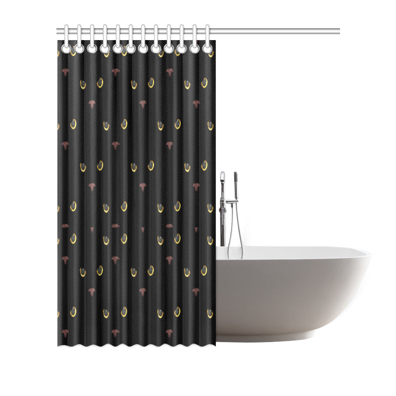 Black Cat Face Print Pattern Shower Curtain