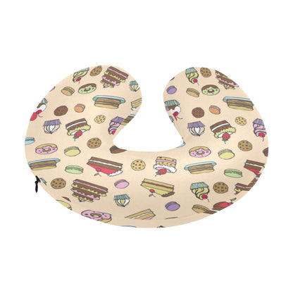 Cake Pattern Print Design 03 U-Shaped Travel Neck Pillow