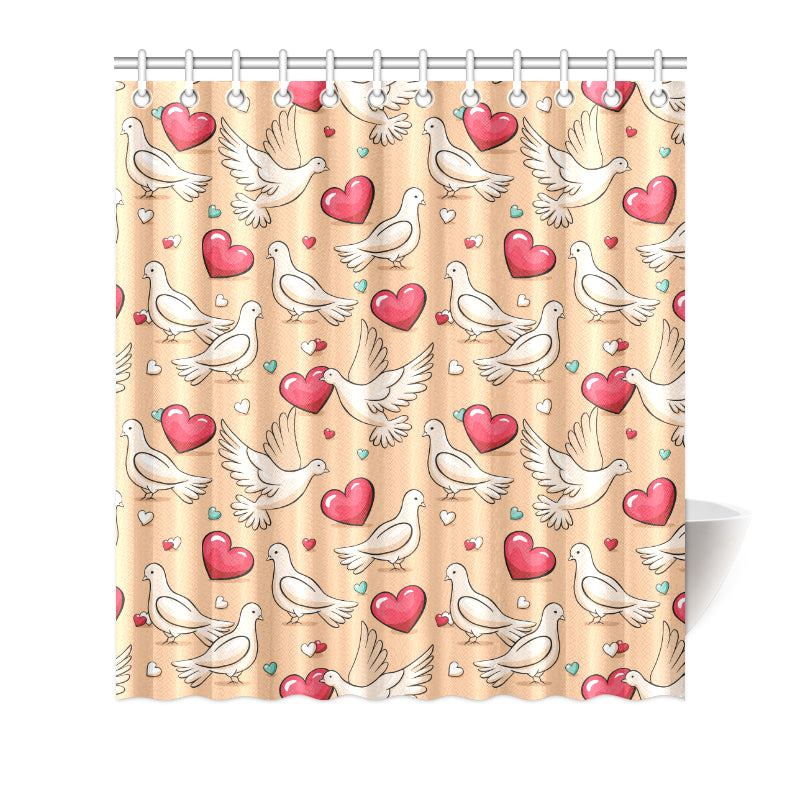 Pigeon Heart Pattern Print Design 04 Shower Curtain