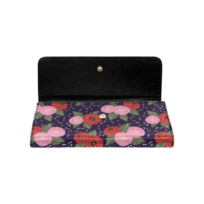 Camellia Pattern Print Design CM02 Women's Trifold Wallet