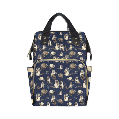 Raccoon Pattern Print Design A06 Diaper Bag Backpack