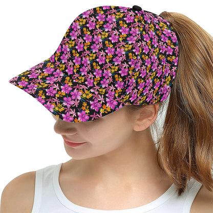 Tropical Folower Pink Hibiscus Print Snapback Cap