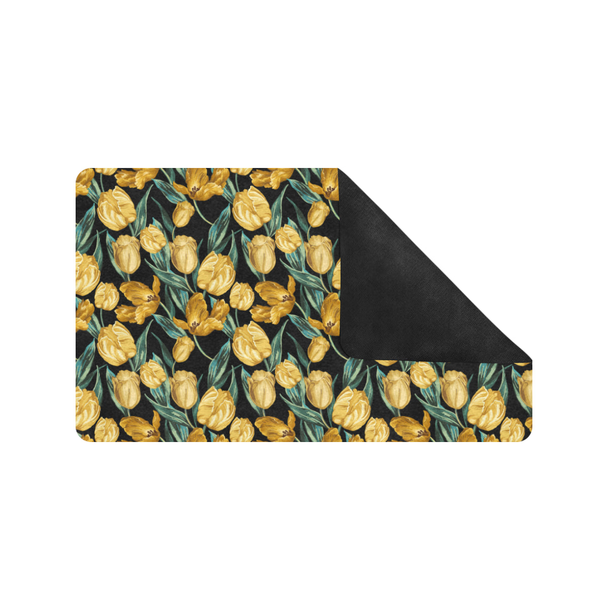 Elegant Yellow Tulip Print Rubber Doormat