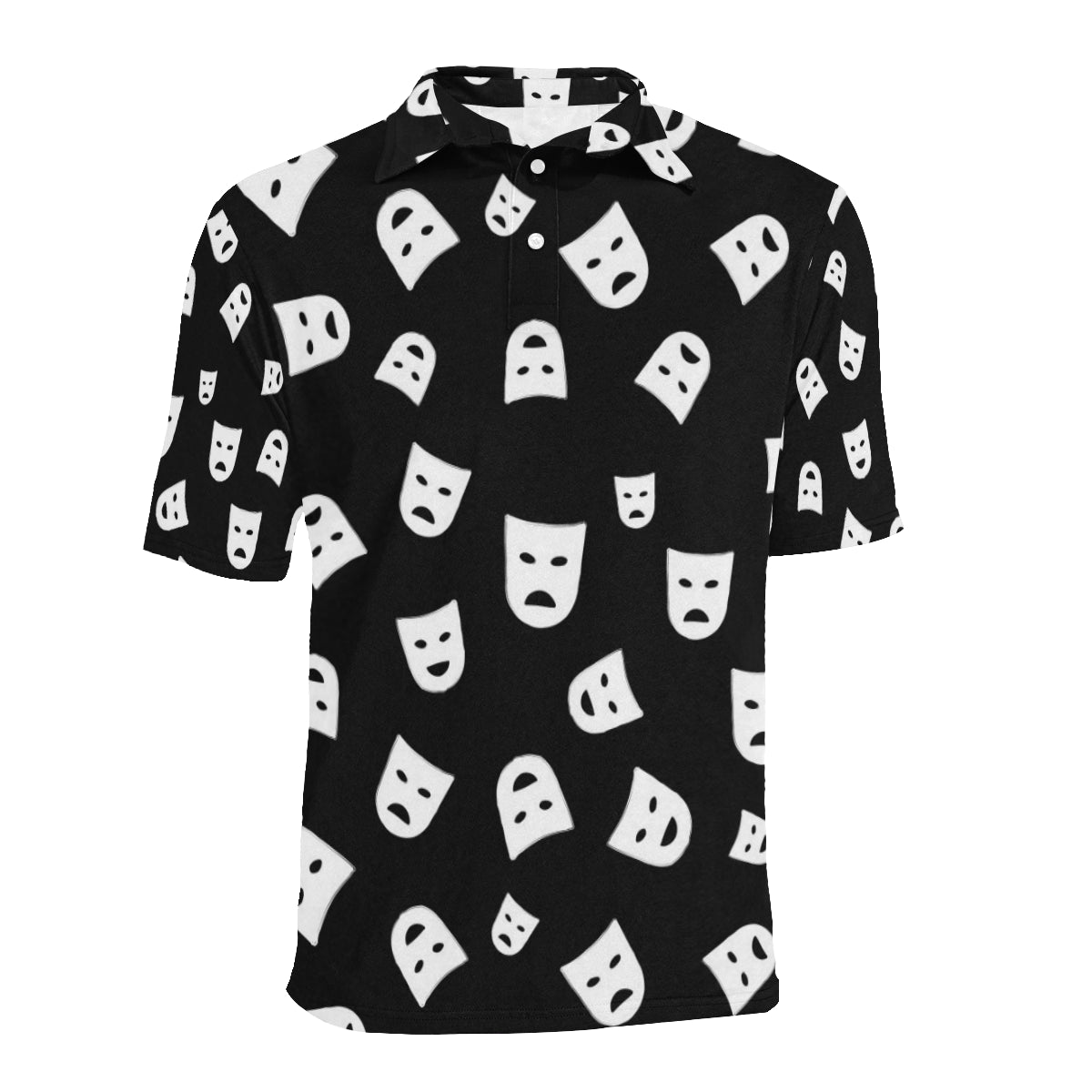 Acting Mask Pattern Print Design 03 Men Polo Shirt