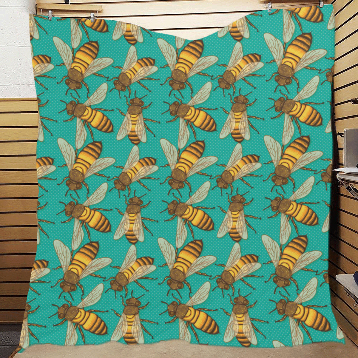 Bee Pattern Print Design BEE04 Premium Quilt