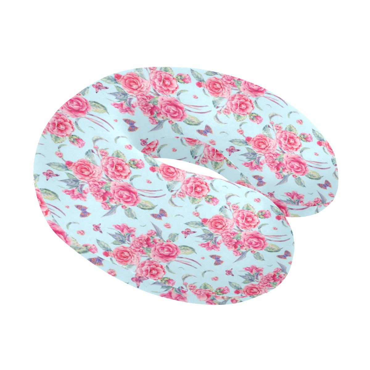 Camellia Pattern Print Design 01 U-Shaped Travel Neck Pillow