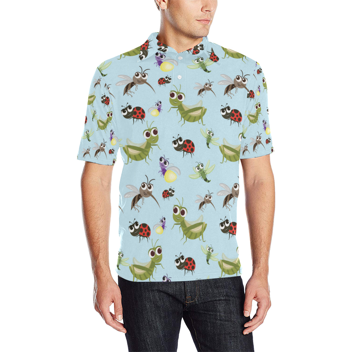 Ladybug Pattern Print Design 01 Men Polo Shirt